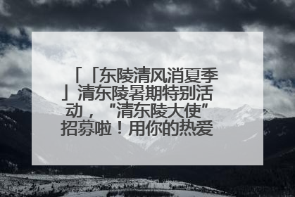 「东陵清风消夏季」清东陵暑期特别活动，“清东陵大使”招募啦！用你的热爱守护世界遗产！