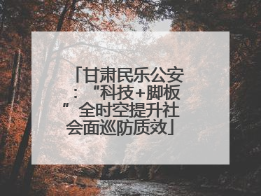 甘肃民乐公安：“科技+脚板”全时空提升社会面巡防质效