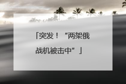 突发！“两架俄战机被击中”