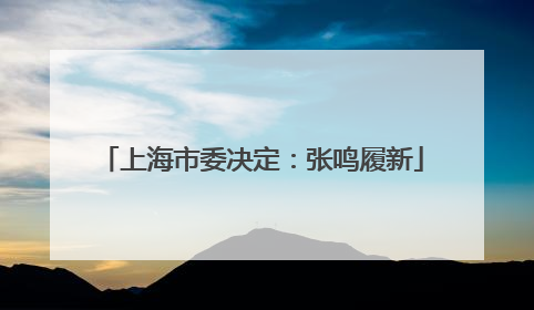 上海市委决定：张鸣履新