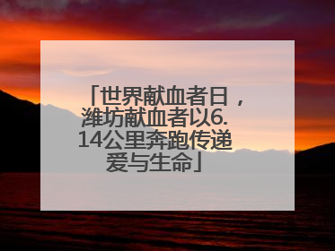 世界献血者日，潍坊献血者以6.14公里奔跑传递爱与生命