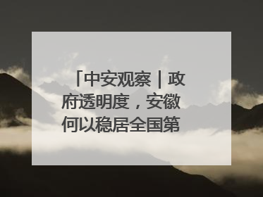 中安观察｜政府透明度，安徽何以稳居全国第一方阵？