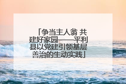 争当主人翁 共建好家园——平利县以党建引领基层善治的生动实践