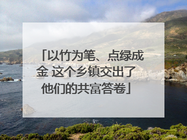 以竹为笔、点绿成金 这个乡镇交出了他们的共富答卷