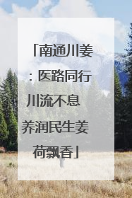 南通川姜：医路同行川流不息 养润民生姜荷飘香