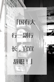 国有大行一副行长，官宣辞职！