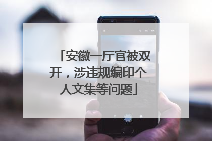 安徽一厅官被双开，涉违规编印个人文集等问题