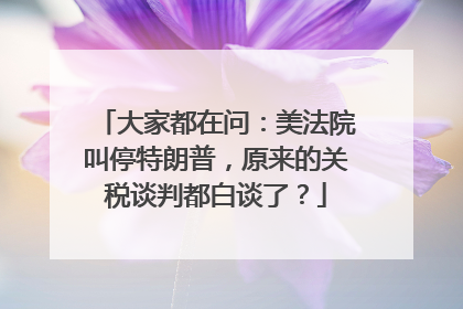 大家都在问：美法院叫停特朗普，原来的关税谈判都白谈了？