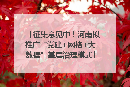 征集意见中！河南拟推广“党建+网格+大数据”基层治理模式