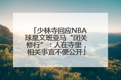 少林寺回应NBA球星文班亚马“闭关修行”：人在寺里，相关事宜不便公开
