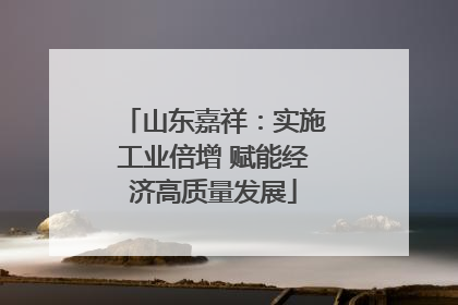 山东嘉祥：实施工业倍增 赋能经济高质量发展