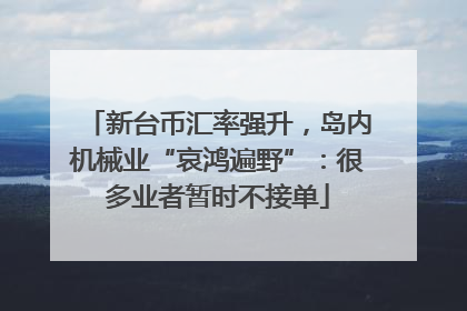 新台币汇率强升，岛内机械业“哀鸿遍野”：很多业者暂时不接单