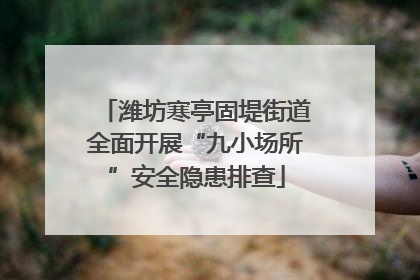 潍坊寒亭固堤街道全面开展“九小场所”安全隐患排查