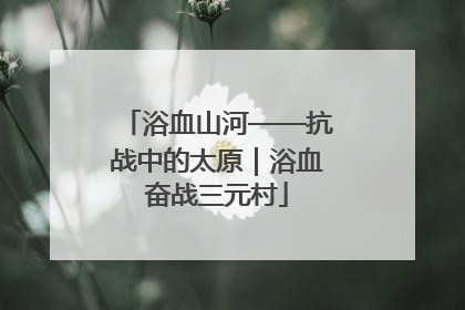 浴血山河——抗战中的太原｜浴血奋战三元村