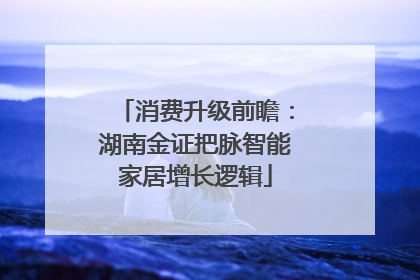 消费升级前瞻：湖南金证把脉智能家居增长逻辑