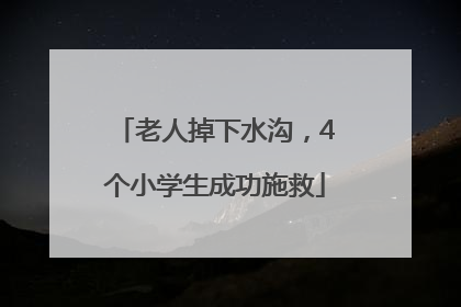 老人掉下水沟，4个小学生成功施救