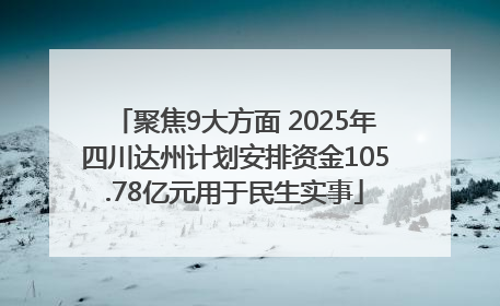 聚焦9大方面 2025年四川达州计划安排资金105.78亿元用于民生实事