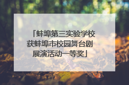蚌埠第三实验学校获蚌埠市校园舞台剧展演活动一等奖