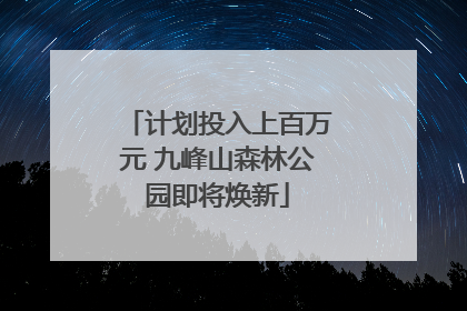 计划投入上百万元 九峰山森林公园即将焕新