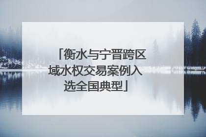 衡水与宁晋跨区域水权交易案例入选全国典型