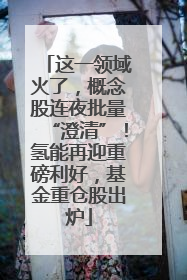 这一领域火了，概念股连夜批量“澄清”！氢能再迎重磅利好，基金重仓股出炉