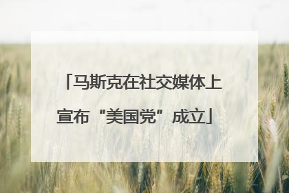 马斯克在社交媒体上宣布“美国党”成立