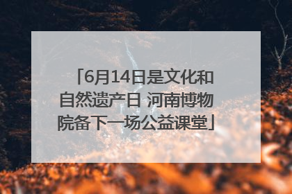 6月14日是文化和自然遗产日 河南博物院备下一场公益课堂